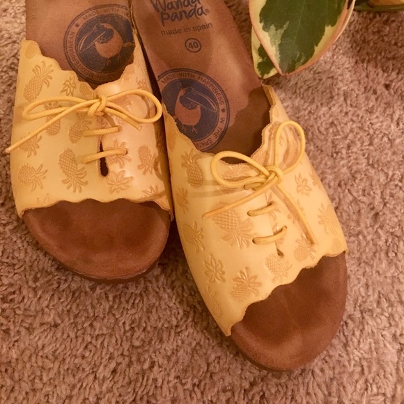 Wanda Panda Shoes Yellow Wanda Panda Pineapple Slide Wedges Poshmark